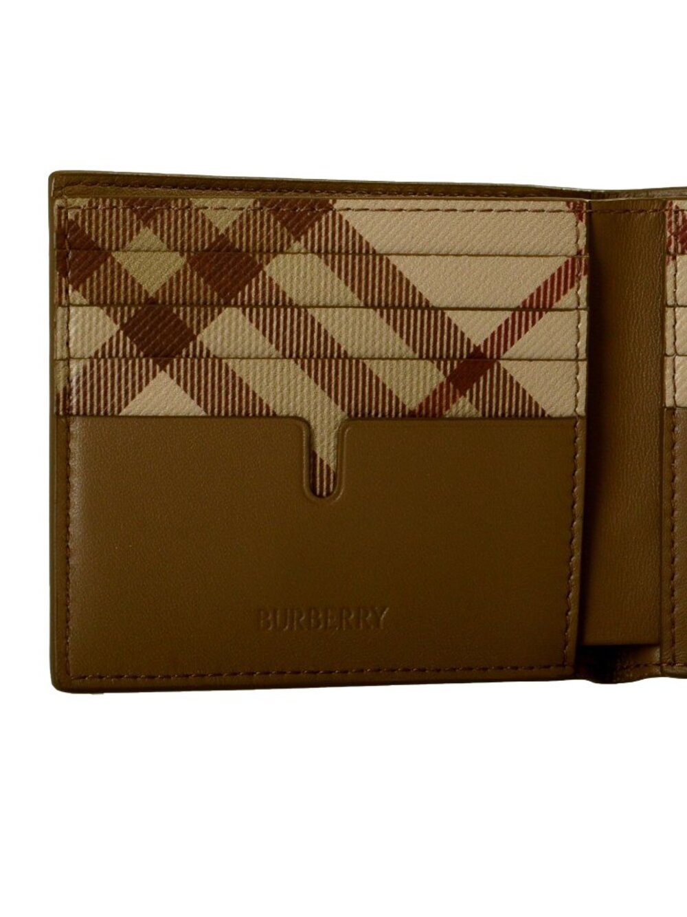 Burberry Men's Pop Signature Check 100% Leather Logo Print Bifold Wallet